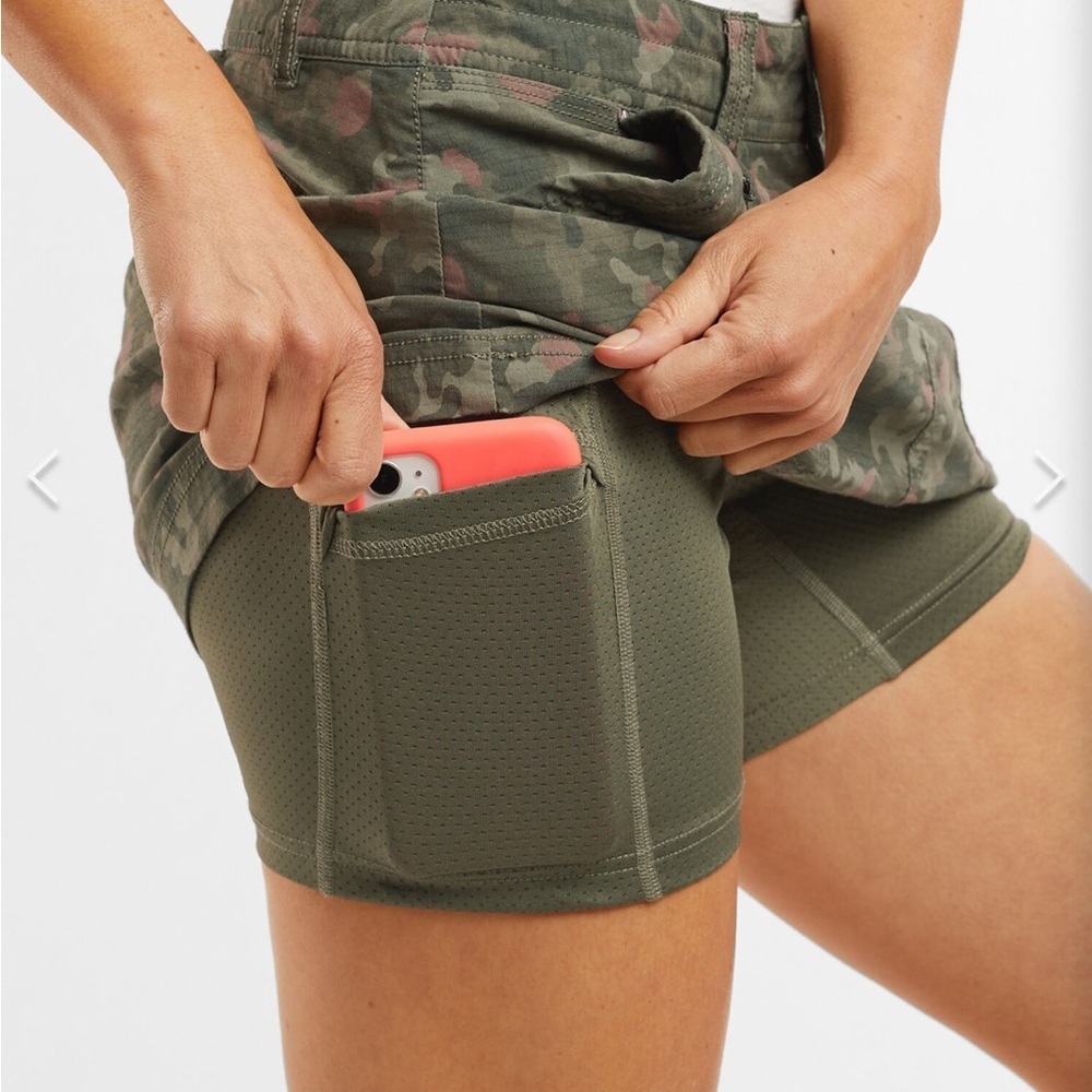 Title Nine Big B Skort Wailea Camo green pink zip close pockets boy short lined - Picture 4 of 16